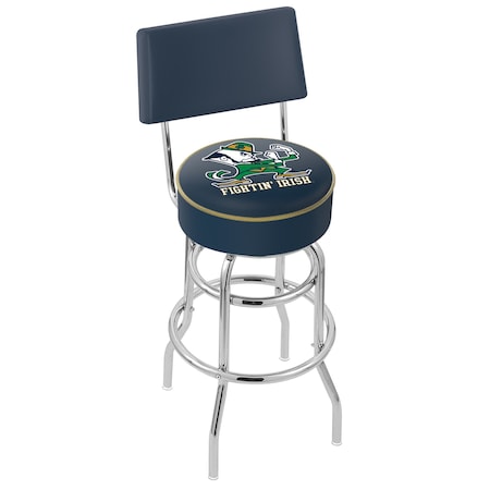 Holland Bar Stool Co 30" Chrome 2-Ring Notre Dame Leprechaun Swivel Bar Stool, Back L7C430ND-Lep